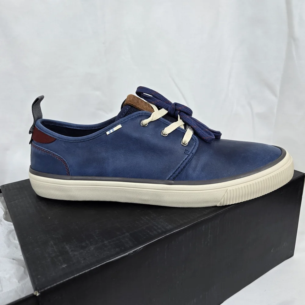 Toms x Marvel Mens Navy Captain America Leather Carlo Sneakers 9 NEW Limited Ed